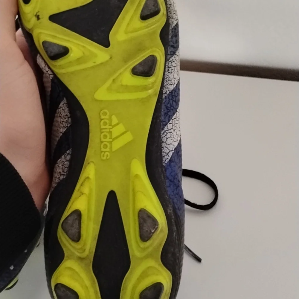 Adidas Black and Blue Cleats with White Stripes - Picture 8 of 8